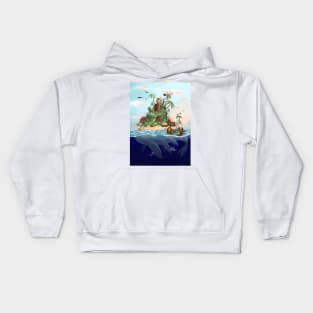 Floating Island City on a Whale Kids Hoodie